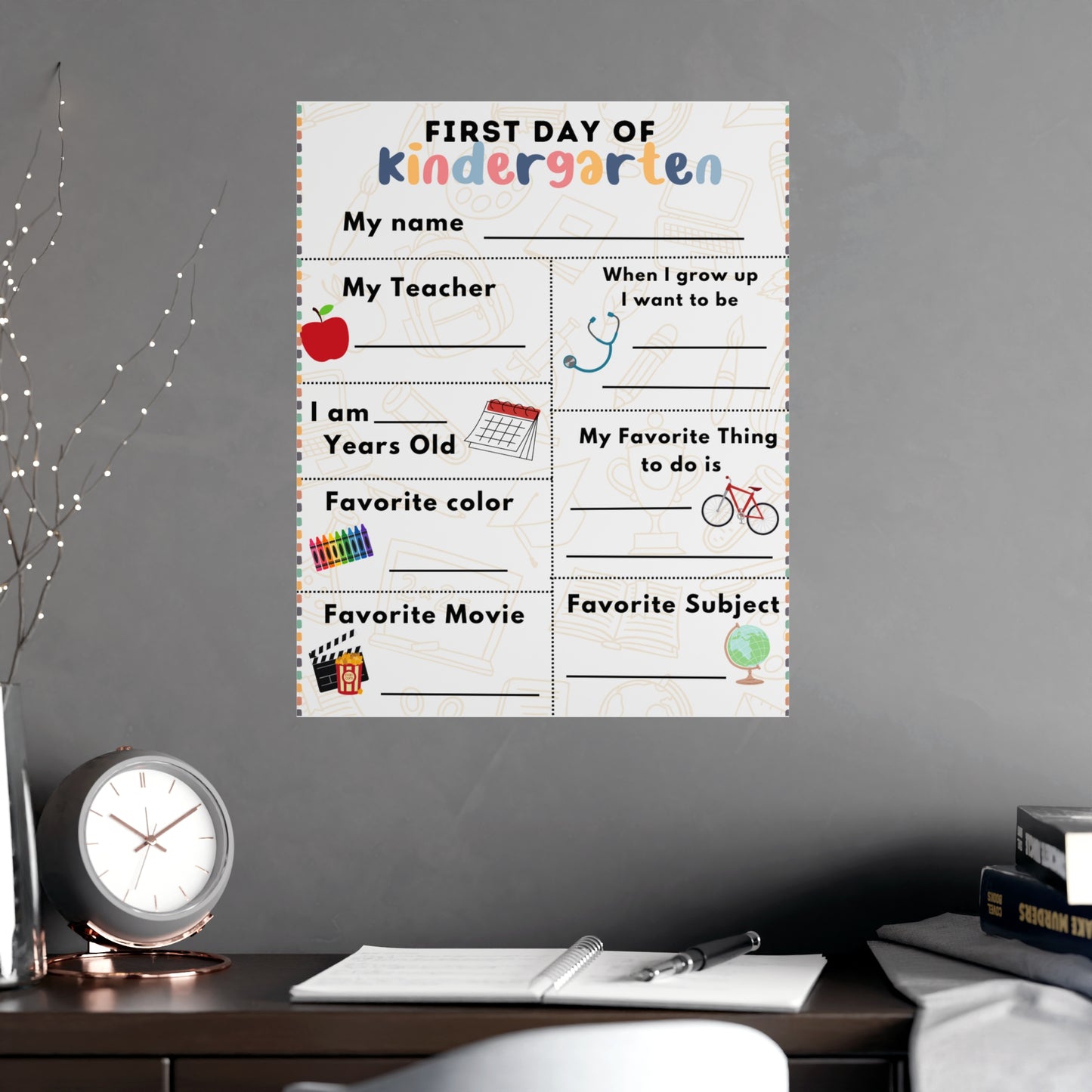 ‘First Day of Kindergarten’ Poster