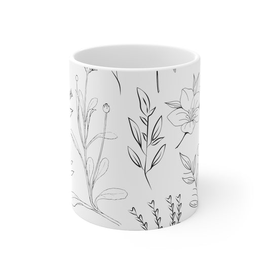 ‘White Floral’ Ceramic Mug 11oz