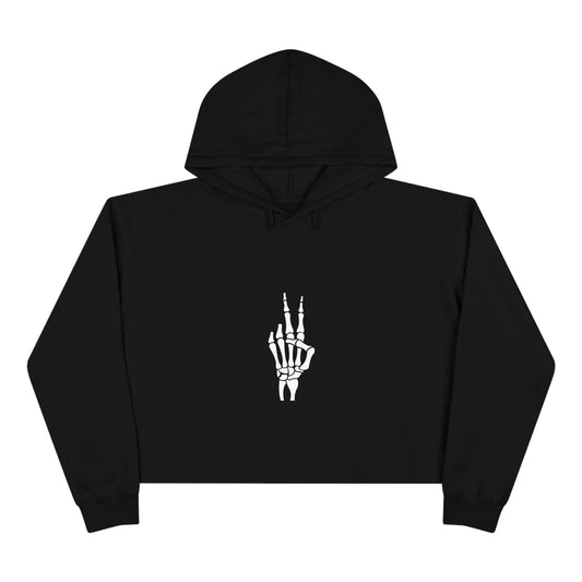 Skeleton Peace Crop Hoodie