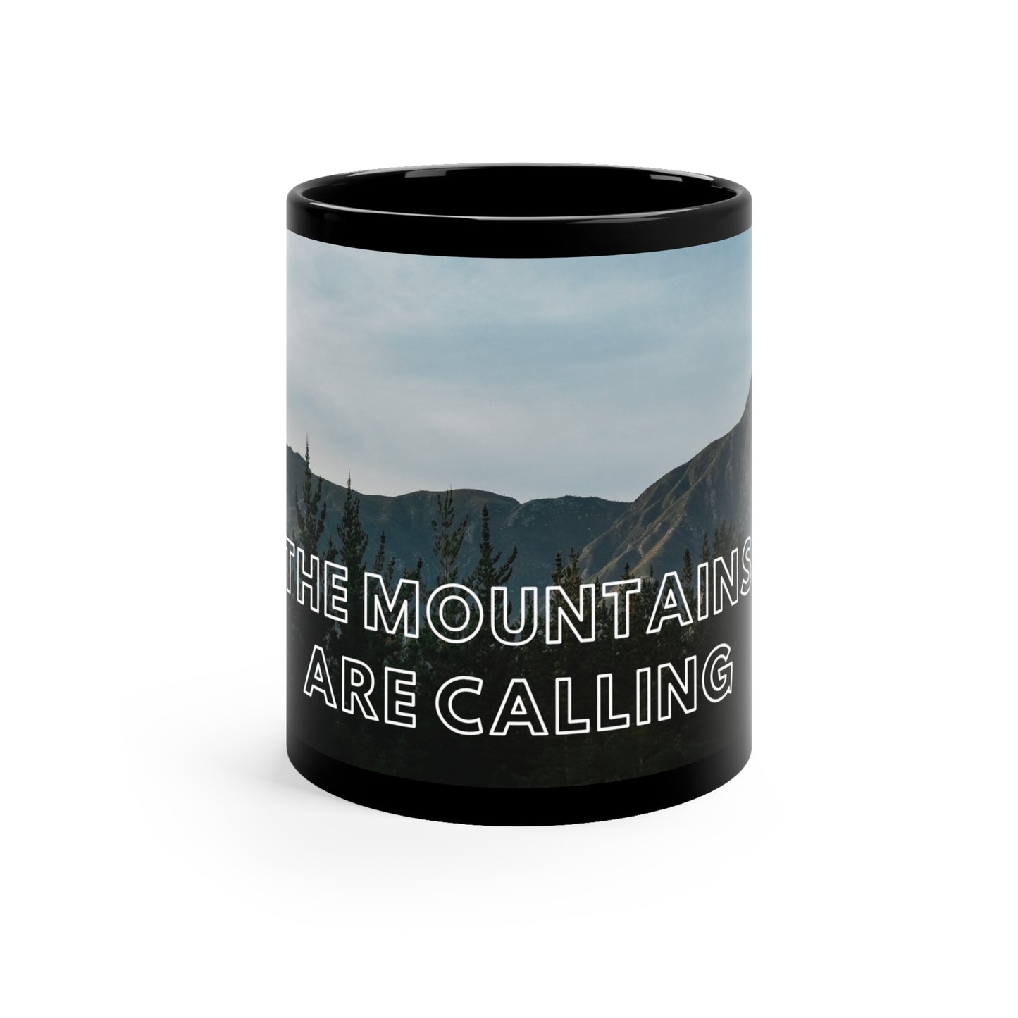 ‘The Mountains are Calling’ 11oz Black Mug