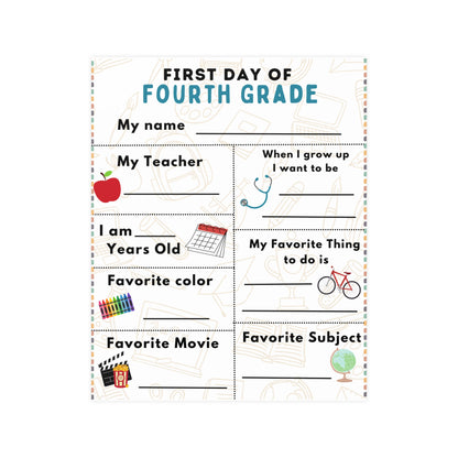 ‘First Day of Fourth Grade’ Poster