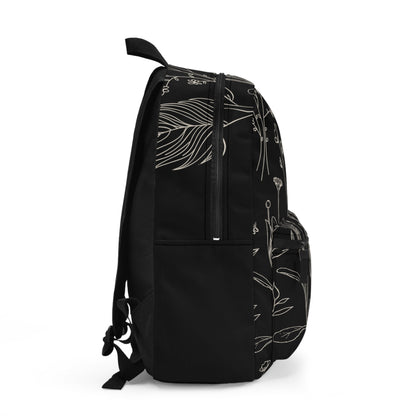 Minimalistic Floral Backpack (Black)