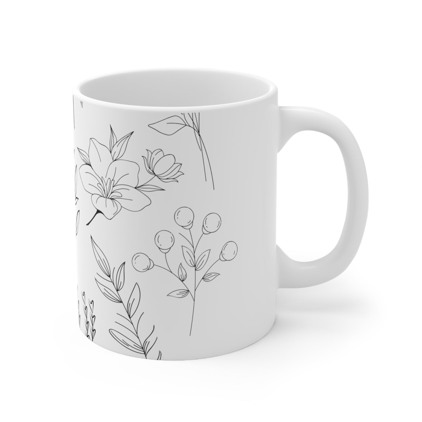 ‘White Floral’ Ceramic Mug 11oz