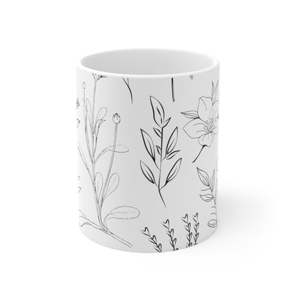 ‘White Floral’ Ceramic Mug 11oz