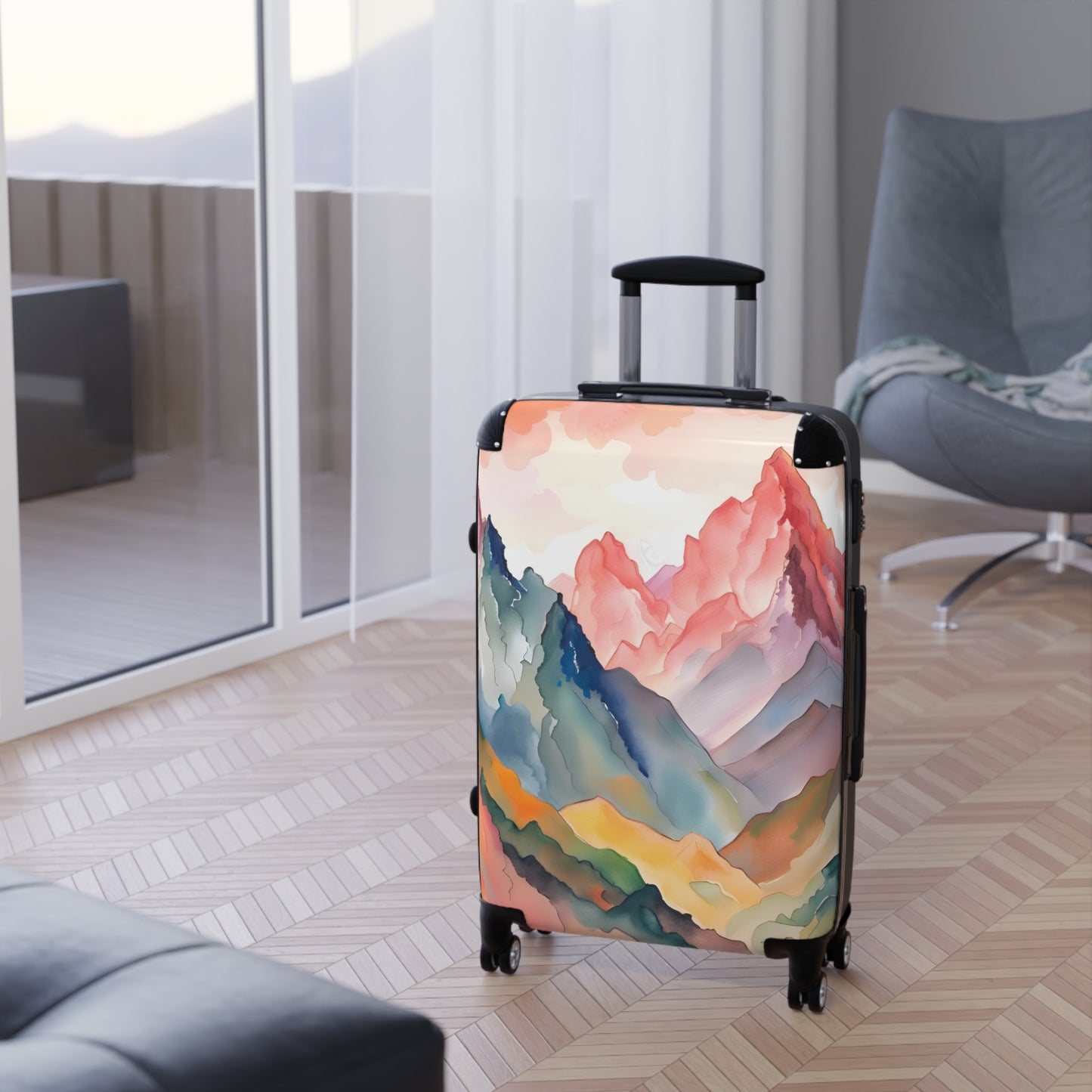 'Watercolor Mountains' Suitcase