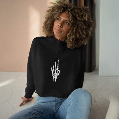 Skeleton Peace Crop Hoodie