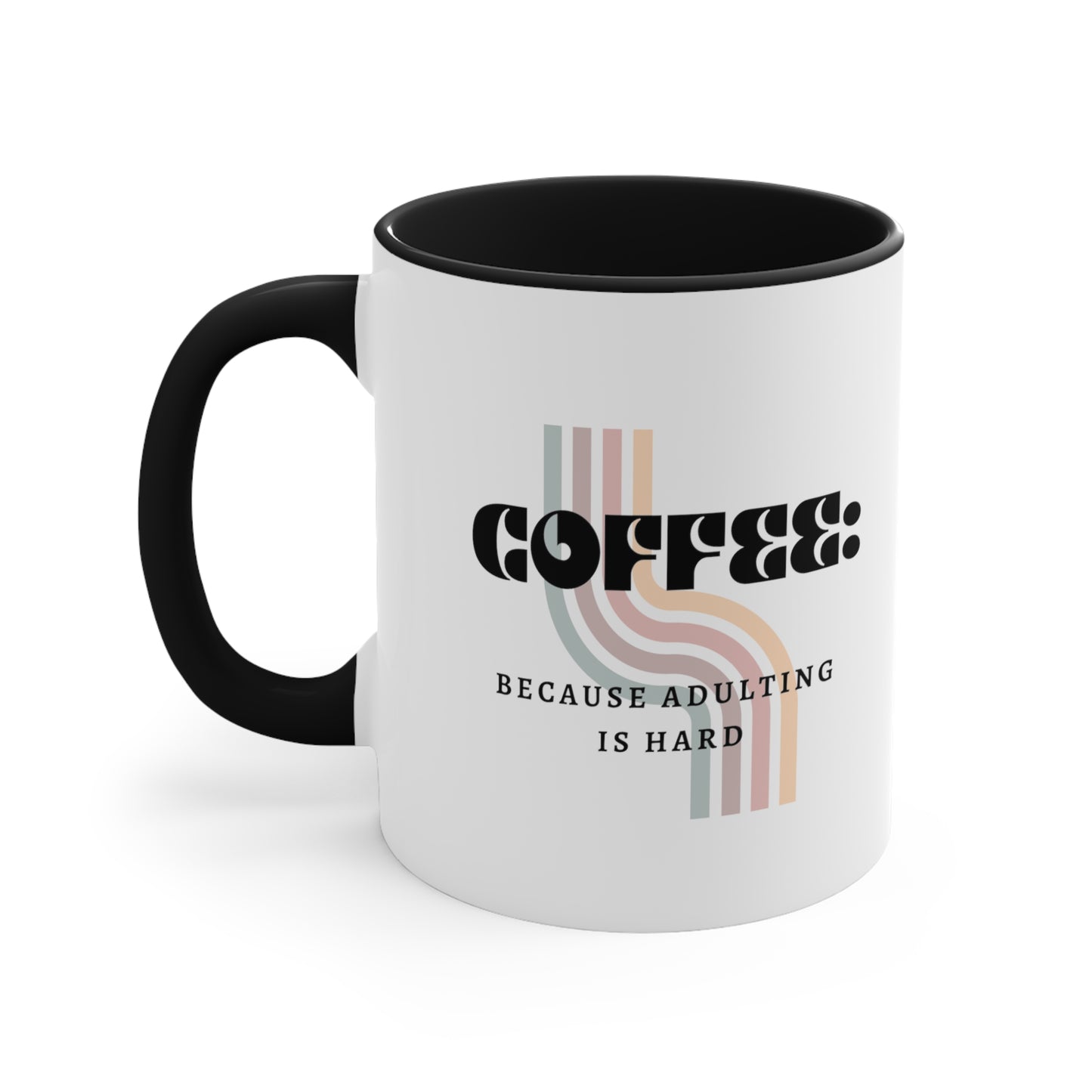 ‘Coffee: Because Adulting is Hard’ Colored Accent Coffee Mug, 11oz