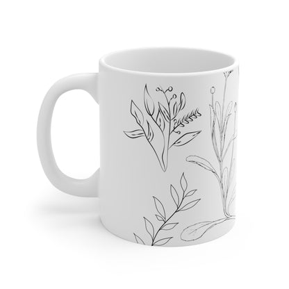 ‘White Floral’ Ceramic Mug 11oz