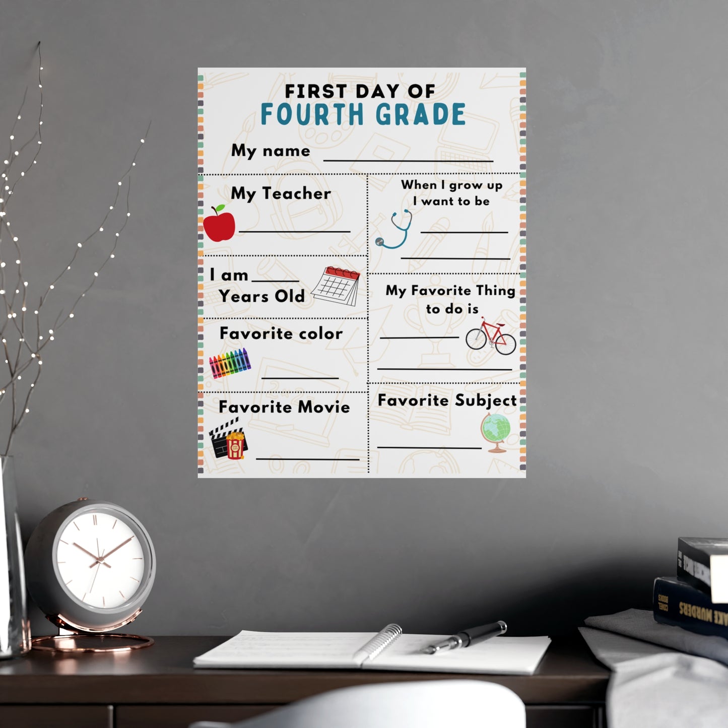 ‘First Day of Fourth Grade’ Poster