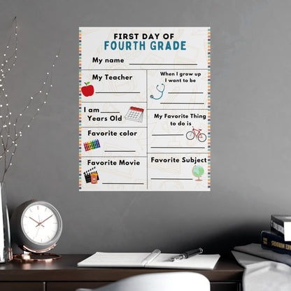 ‘First Day of Fourth Grade’ Poster