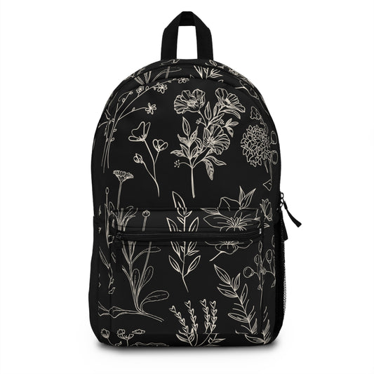 Minimalistic Floral Backpack (Black)